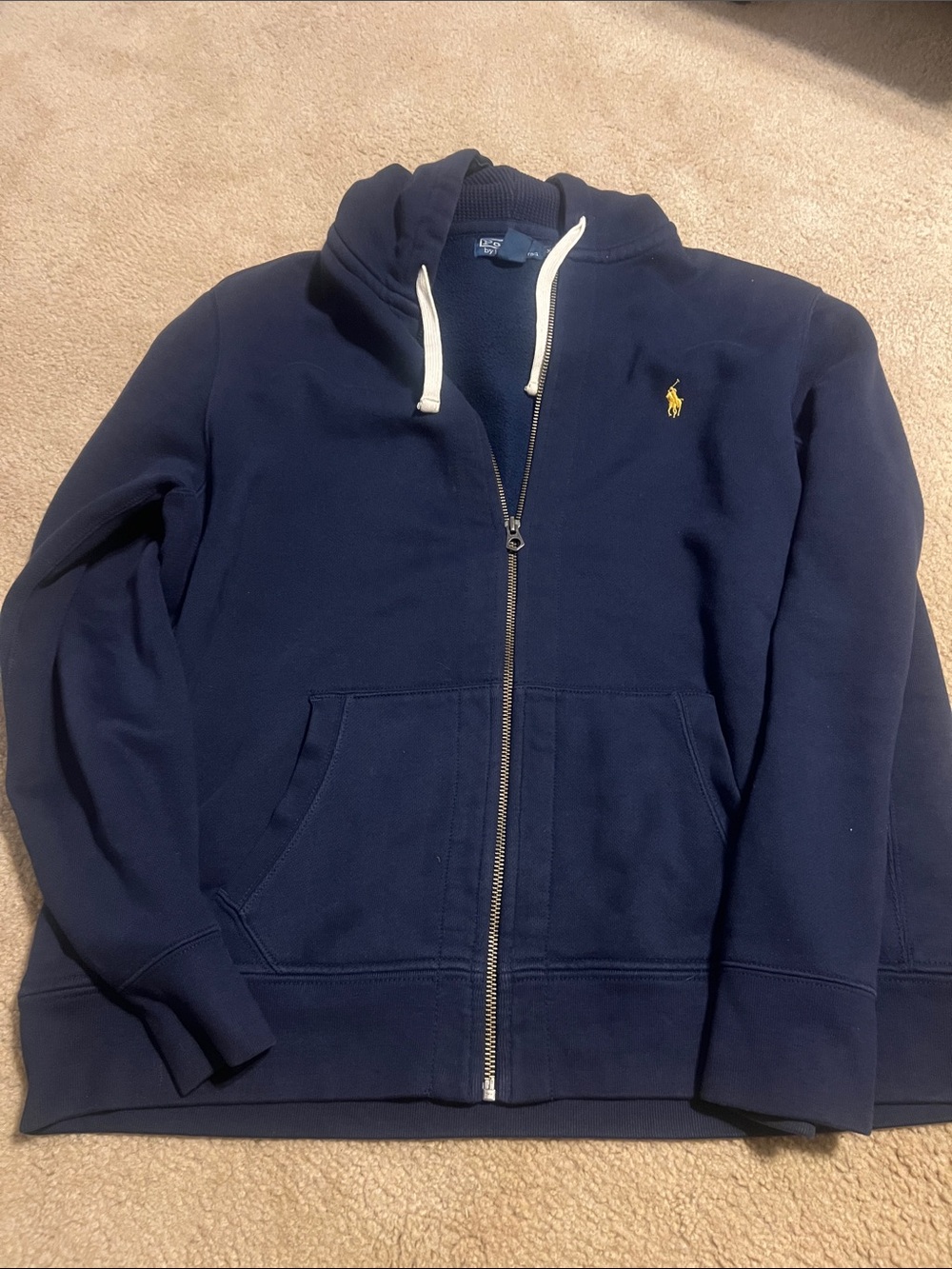 Polo Ralph Lauren Navy Zip-Up Hoodie with Yellow horse - Picture 7 of 8